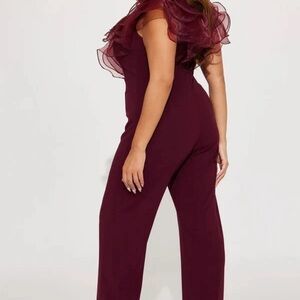 Fashion Nova Deep Burgundy Ruffle Jumpsuit NWT 2X